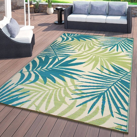 World Rug Gallery Modern Floral Reversible Plastic 7'10''X10' Green Outdoor Rug 6053GREEN8X10